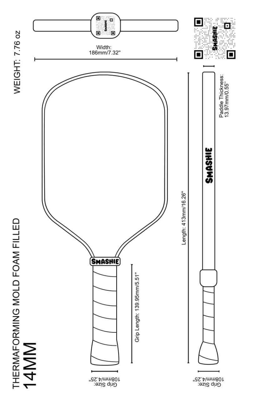 14mm Paddle CAD Drawing